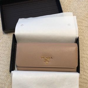 COPY - PRADA Textured Leather Wallet Beige - BRAND NEW